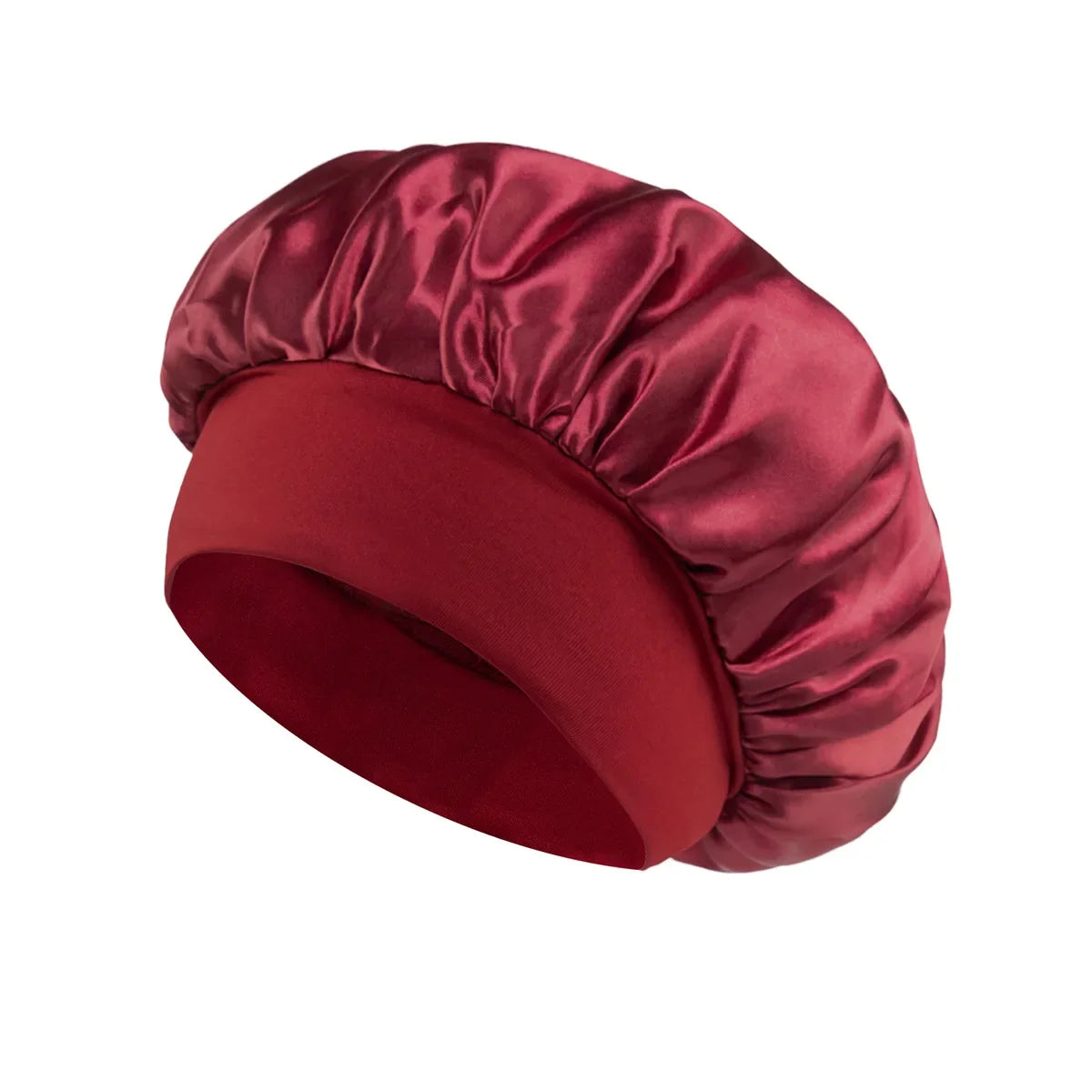 Women Satin Bonnet Hair Bonnet for Sleeping Hair Care Silk Bonnets Solid Wide-Brimmed Sleeping Hat with Elastic Soft Band